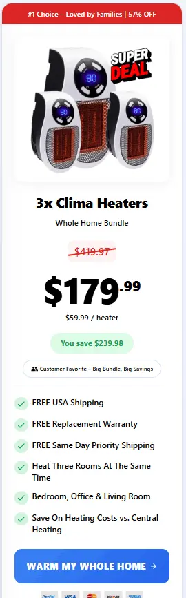 3x clima heaters price